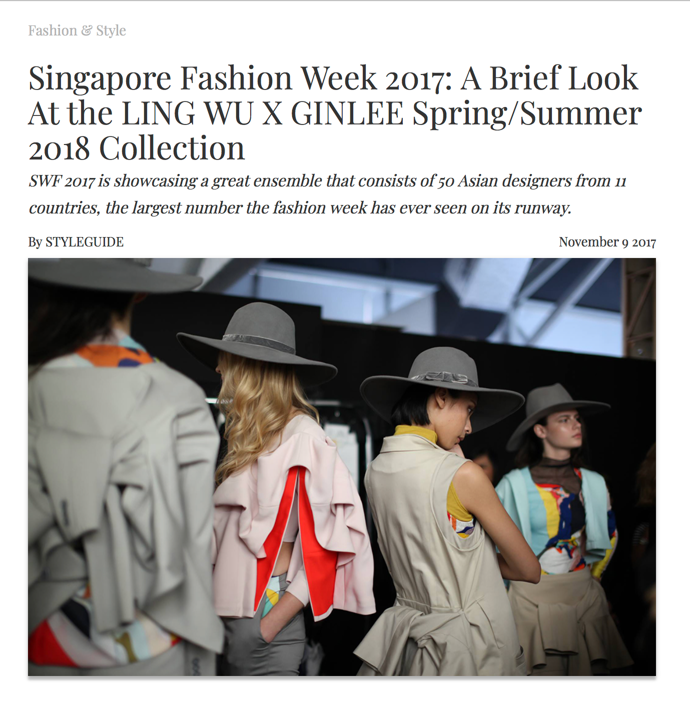 STYLEGUIDE: Singapore Fashion Week 2017: A Brief Look At the LING WU X GINLEE Spring/Summer 2018 Collection