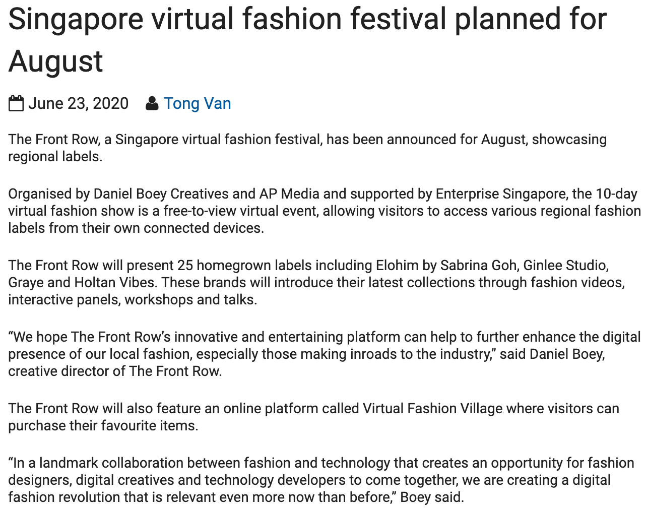 Inside Retail Asia | Singapore virtual fashion festival planned for August